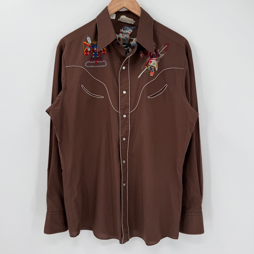 Vintage Rocking K Ranchwear Kennington Embroidered Western Shirt Men Large